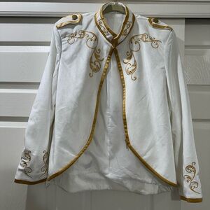 Elegant White and Gold Embroidered Women's Jacket